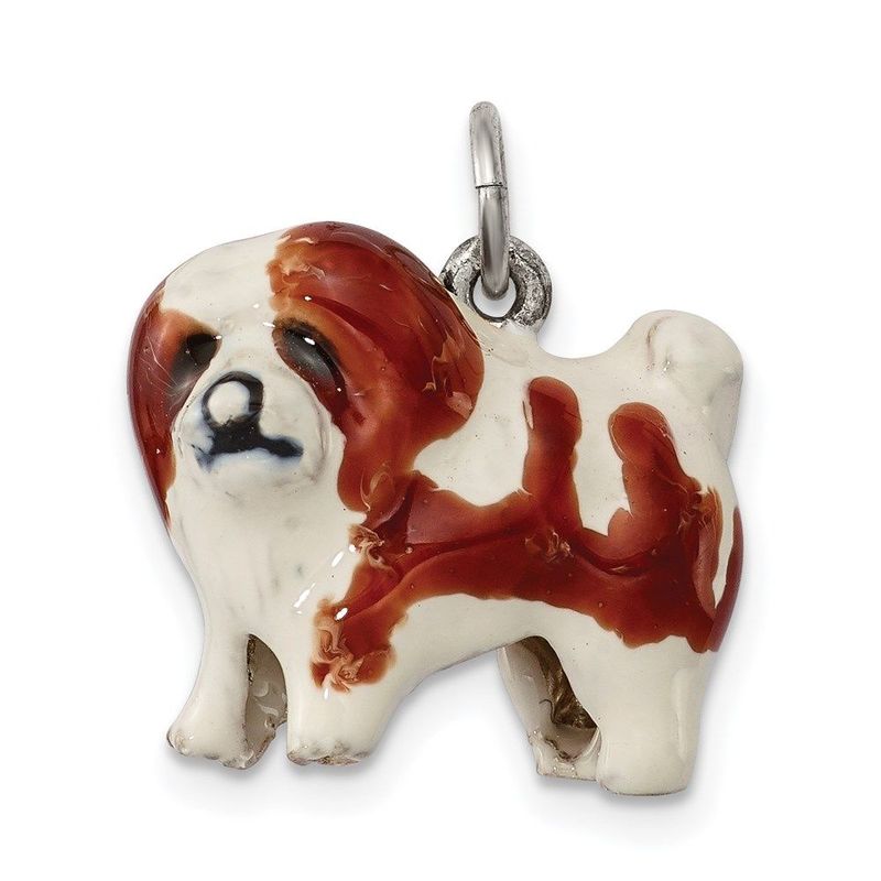 Sterling Silver Enameled Coton De Tulear Charm_voghion.com
