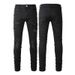 High Street Trendy Black Jeans For Men, Ripped And Patched, Stretch Slim Fit Skinny Pants_voghion.com