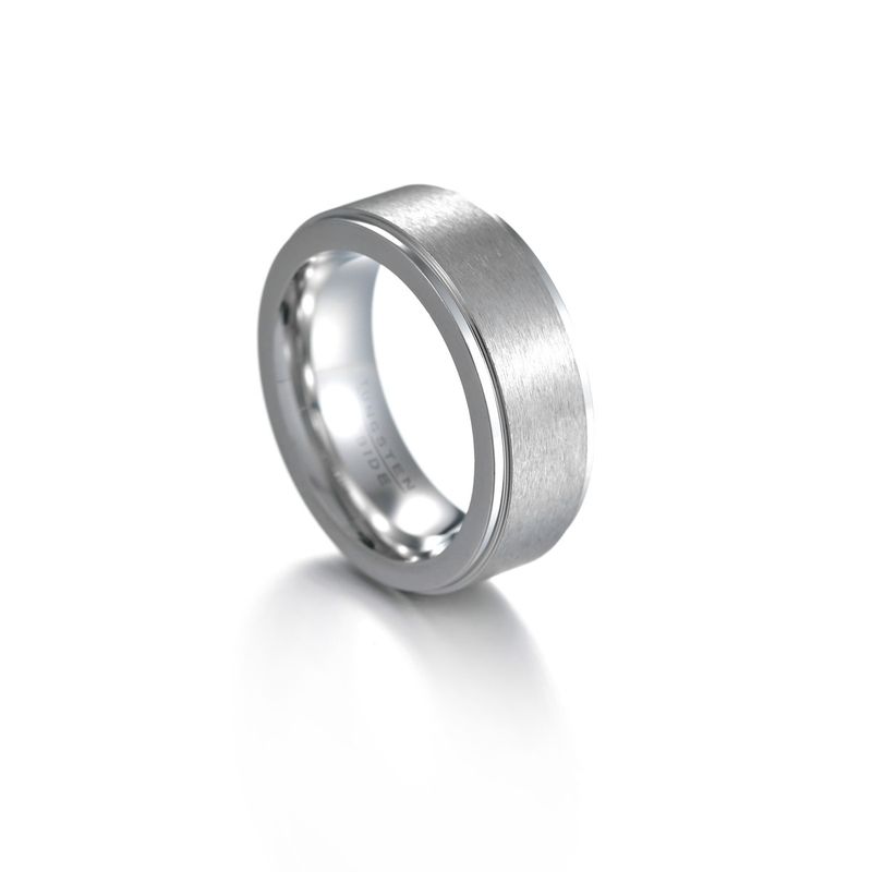 Herrenring aus gebürstetem Sandwolframstahl, modisch, schlicht, Wolframgoldschmuck_voghion.com