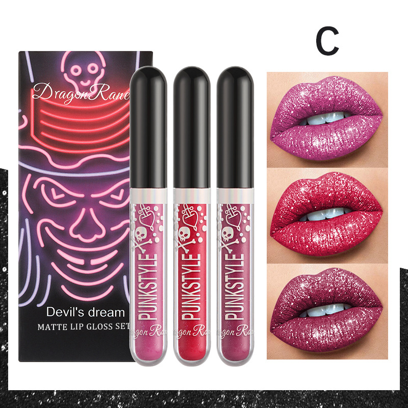 3 pezzi rossetto glitter liquido glitter lucidalabbra diamante luccicante rossetto opaco set lunga durata alto pigmento glitter regalo di trucco per feste di halloween_voghion.com
