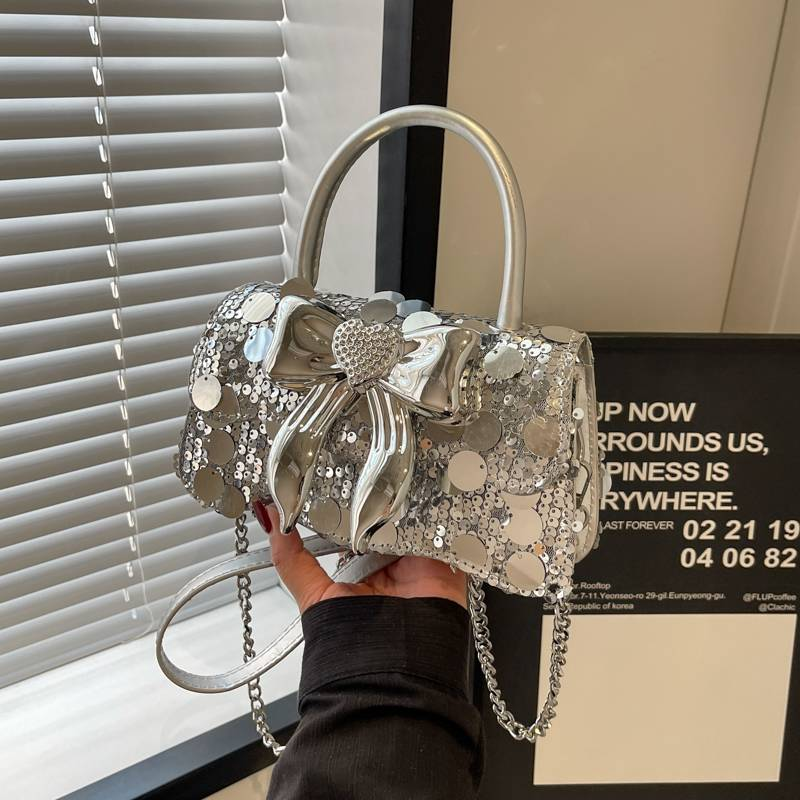 2024 New Women's Handbag, European and American Fashion Trendy Sequin Decoration Bow Lock Shoulder/Crossbody/Handbag_voghion.com