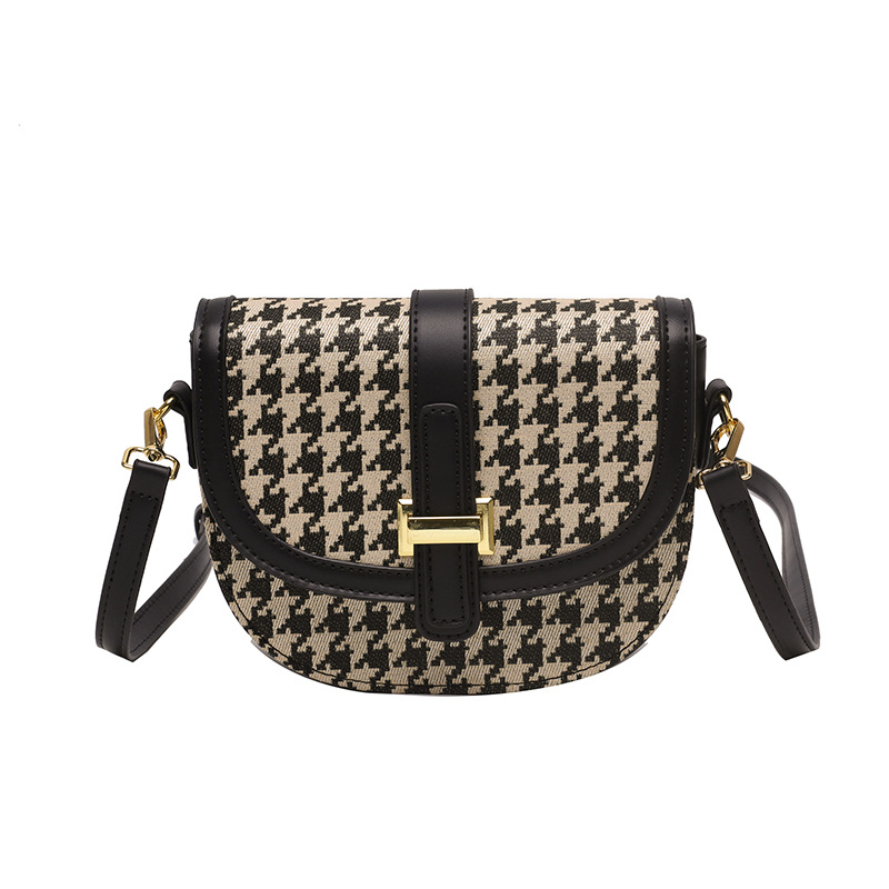 Sac de selle pied-de-poule rétro, sacoche assortie avec tout, Design de Niche Ins, style explosif, sac à bandoulière haut de gamme, nouvelle collection 2023_voghion.com
