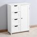 White Bathroom Storage Cabinet, Floor Cabinet with Adjustable Shelf and Drawers_voghion.com
