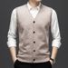 New Men's Wool Knitted Vest Business Work Clothes Solid Color Knitted Cardigan Vest Foreign Trade Export Style_voghion.com