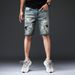 Men's Clothing Denim Shorts Summer Thin Loose Trendy Breeches Ripped Casual Five Point Mid Length Pants_voghion.com