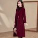 Women's Knee-Length Wool Blend Trench Coat With Belt - Elegant Office Casual Overcoat In Solid Colors (Khaki, Burgundy, Coffee, Caramel)_voghion.com