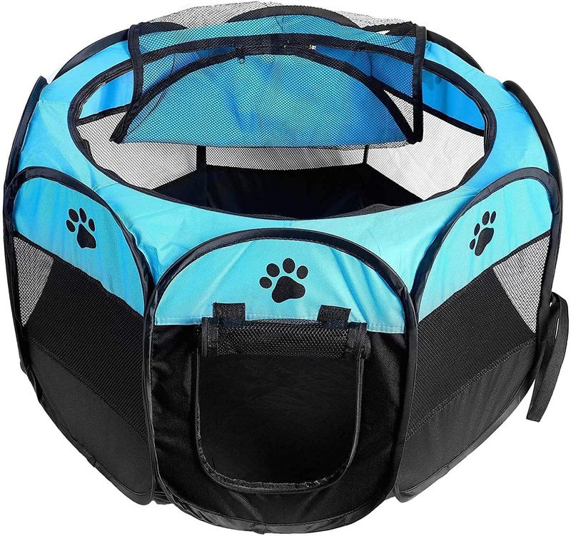 Dotala PET Tragbarer, faltbarer Laufstall für Hunde und Katzen, Zwinger/Premium 600D Oxford-Stoff, abnehmbarer Reißverschluss oben, für den Innen- und Außenbereich (braun)_voghion.com
