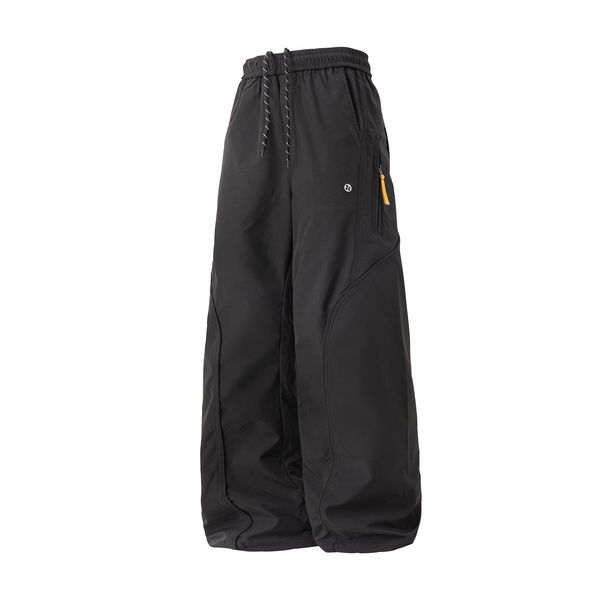 Functional Outdoor Water-Resistant Casual For Men, Autumn Straight-Leg Scimitar Pants With Zipper, Color-Block Webbing_voghion.com