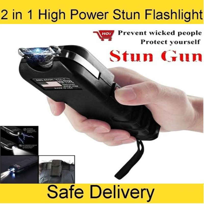 Portable Police Tactical Flashlight Stun Gun High Quality Women's Self-defense Electric Shock Stun Rechargeable Electgric LED Flashlight Black_voghion.com