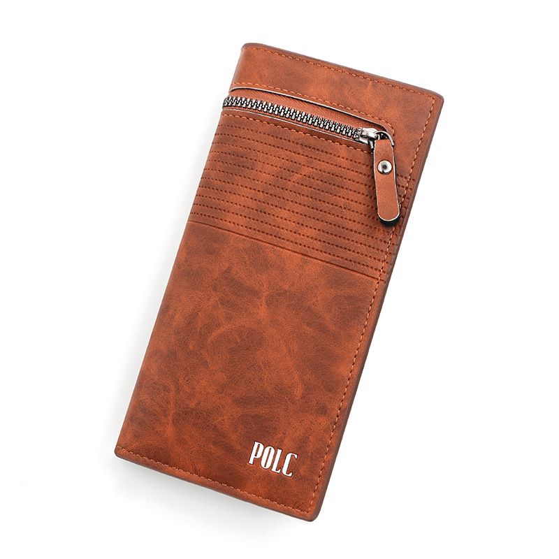 Cartera de mano larga unisex de moda con cremallera en relieve, multifunción, ranura para múltiples tarjetas, ranura para billetes grande, ranura para fotos, para hombre_voghion.com