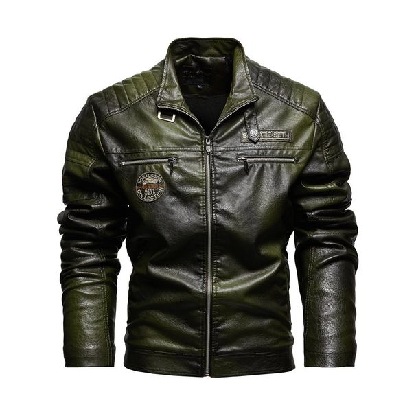 Suitable For All Seasons 【English Details】European Size Leather New Men's PU Coat Motorcycle Jacket With Fleece Lining_voghion.com