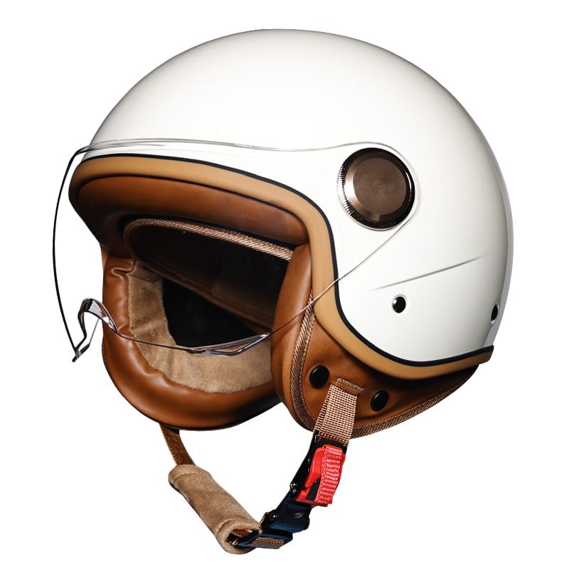 Retro motorcycle helmet Men's and women's electric pedal half cover 3/4 half helmet Four seasons Bluetooth_voghion.com