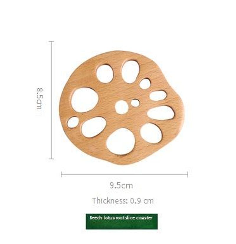 Creative Beechwood Lotus Shaped Coaster Set Heat-Resistant For Tea Cups Coffee Mugs Hot Pots Natural Wood 4 Piece Eco Friendly Home Decor_voghion.com