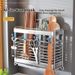 Ruimte aluminium wandgemonteerde keukenorganizer - Kruidenrek zonder boren met verstelbare planken en keukengereihaken (opties voor eetstokjeshouder en kruidenrooster)_voghion.com