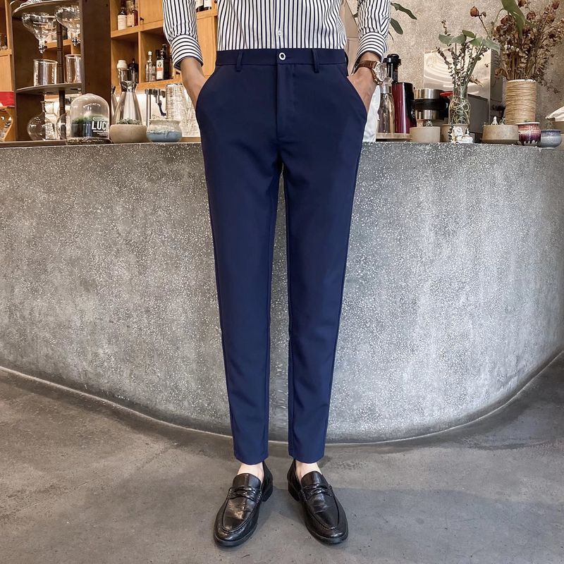 Men's Clothing Spring new men's casual pants Korean style slim straight trend fashion drape trousers men's versatile nine point pants_voghion.com