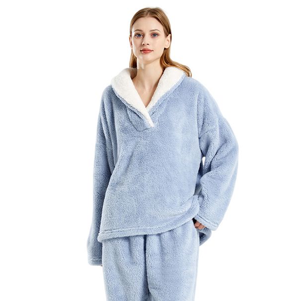 Set pigiama da donna invernale natalizio in velluto di cotone spesso e confortevole_voghion.com