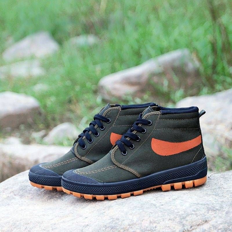 Work Shoes With High-top Design, Thickened Layer, Anti-slip Rubber Sole, Wear-resistant, Breathable And Single Type._voghion.com