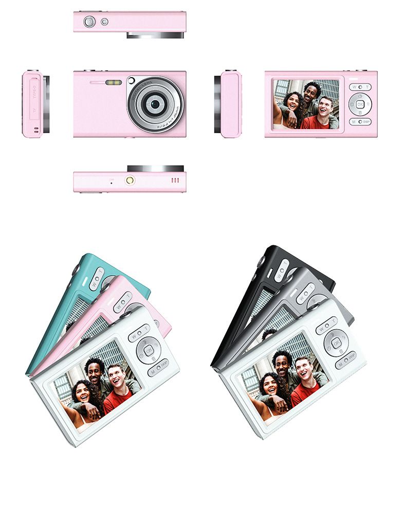 Appareil photo numérique rétro CCD pour étudiants - Caméra selfie HD 24 MP avec zoom 16x, écran LCD 2,8", léger et portable_voghion.com
