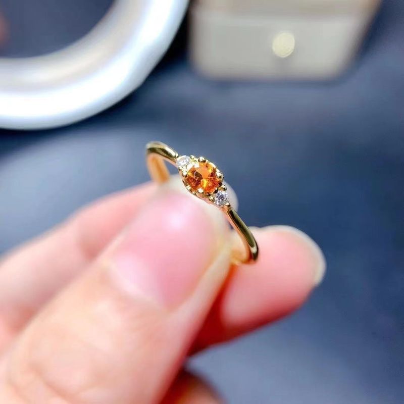 Bague en cristal jaune attirant la richesse pour femme, design ajustable, argent sterling, 0,1 carat_voghion.com
