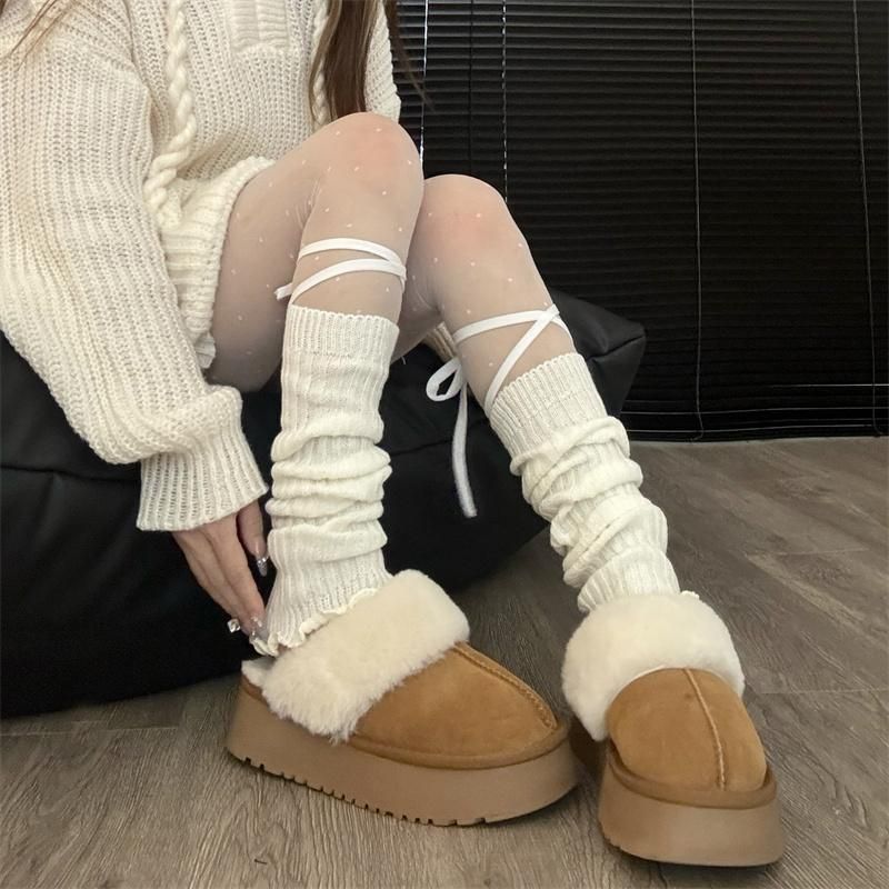 Cross Strap Mid-Calf Spring Autumn Ballet Style Fall Winter Melad Y2K Millennium Push Calf Socks_voghion.com