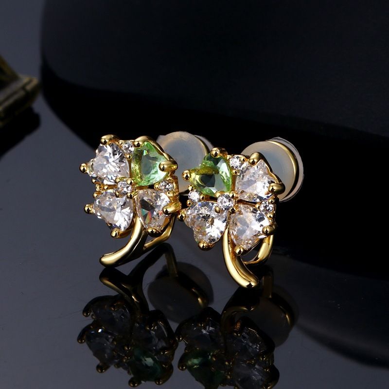 Earrings Diamond Four Leaf Clover Ear Clips For No Pierced Ears, Light Luxury, High End Temperament, Exquisite And Versatile Earrings And Ear Buckles_voghion.com