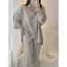 ChicShe Pyjama im japanischen Stil, doppellagig, dünn, aus 100 % Baumwolle, für Damen, Frühling und Herbst, Langarm-Set, Unisex-Hauskleidung_voghion.com