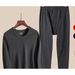 Derog thermal uderwear me's roud eck log sleeved thick velvet solid color clothes autum set bottom shirt pats_voghion.com
