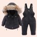 Premium Baby Down Jacket Set – Luxe Fur Hooded Coat & Pants (80-110cm, 80% White Duck Down, 5 Stylish Colors, Korean Trendy Design)_voghion.com