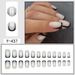 Elegant French Black Tip Press-On Nails - Reusable Fake Nails With Glue & Gel Pads - Natural-Looking False Nails For Women_voghion.com