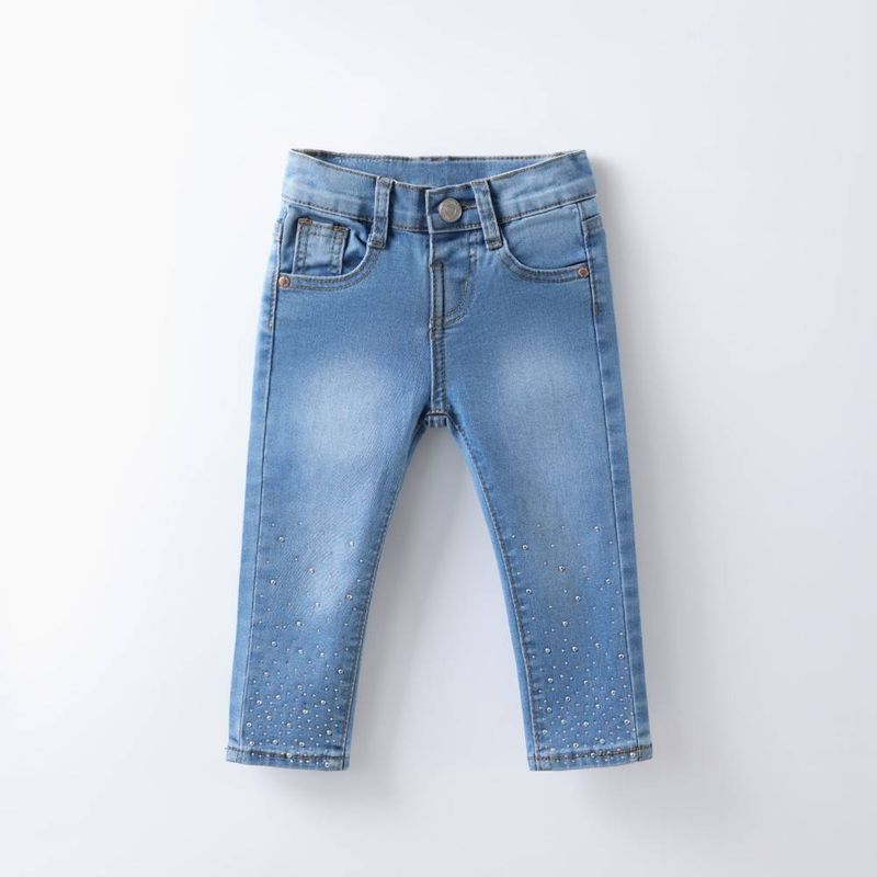Anne ve Çocuk Çocuk giyim kız pantolon bahar yeni çocuk sıcak elmas geniş paça kot pantolon küçük kızlar moda pantolon_voghion.com