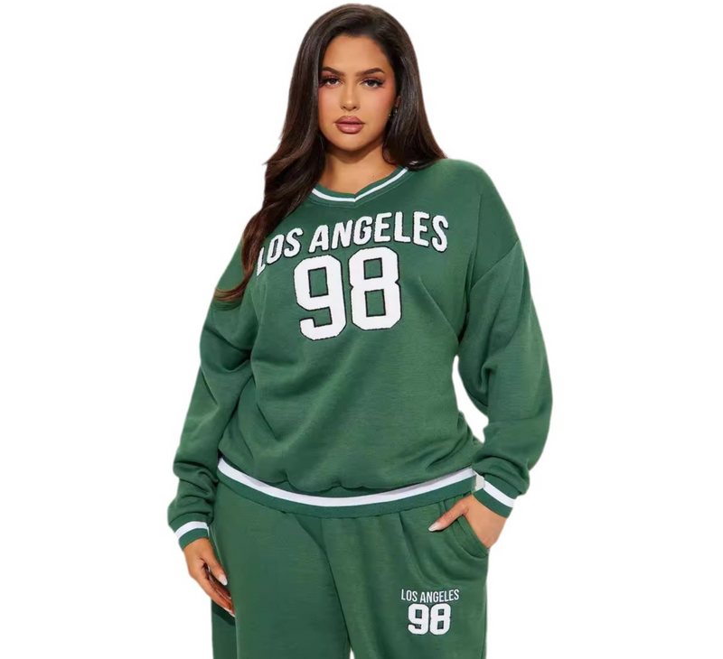 Vêtements pour femmes, nouvelle combinaison de sport ample avec lettres imprimées_voghion.com