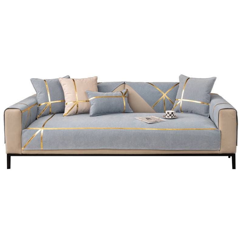 Housse de canapé de luxe en chenille avec bordure or nuage – Protection anti-rayures toutes saisons pour canapés d'angle_voghion.com