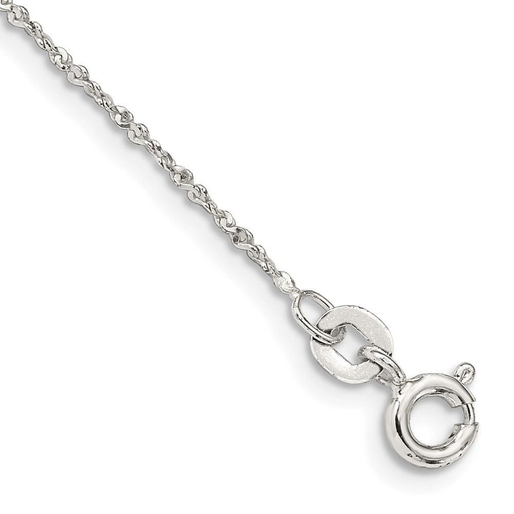 Sterling Silver 1mm Twisted Serpentine Chain Anklet_voghion.com