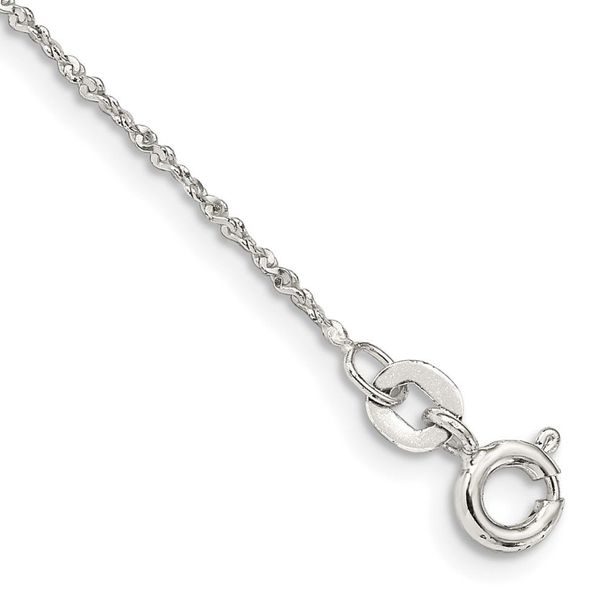 Sterling Silver 1mm Twisted Serpentine Chain Anklet_voghion.com
