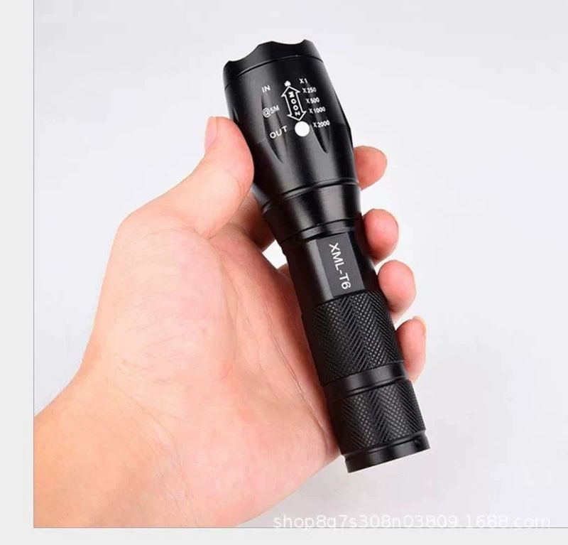 Linterna telescópica A100 con zoom y luz potente Q5 para uso doméstico, exterior, conducción nocturna, pesca nocturna, fácil de transportar._voghion.com