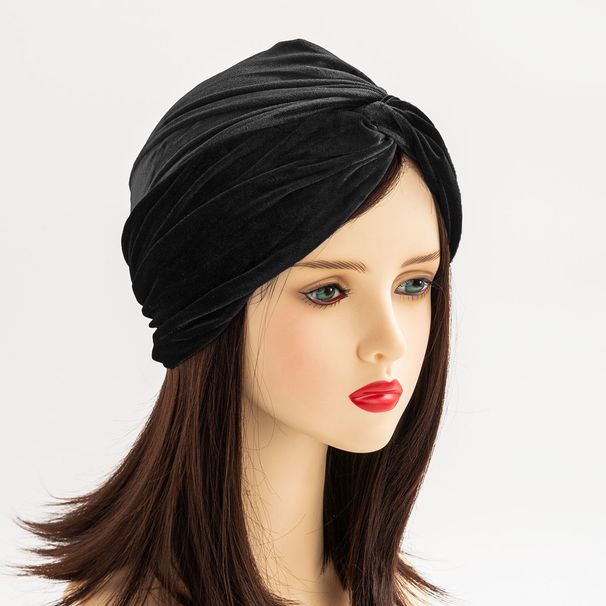 Nuovo cappello turbante elastico in velluto con incrocio incrociato, morbido e confortevole, fonte di cura dei capelli_voghion.com
