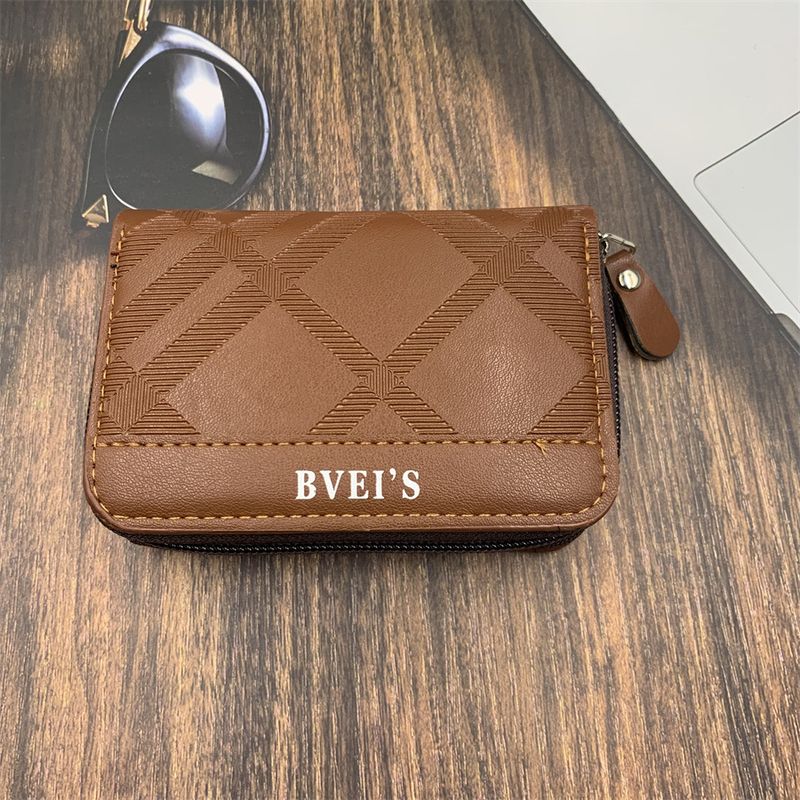 Sac à cartes portefeuille, sac à cartes pour hommes haut de gamme, portefeuille pour hommes, sac à cartes d'orgue, sac d'identité PU en stock, nouveau porte-monnaie minimaliste à fentes multiples_voghion.com