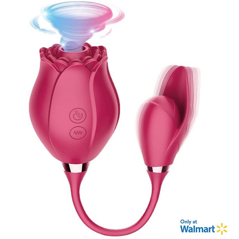 OCTMOM Rose Toys Vibrators For Women, 3 In 1 G-spot Vibrator With Dildo Vibrating Ball For Partner Play, Red_voghion.com