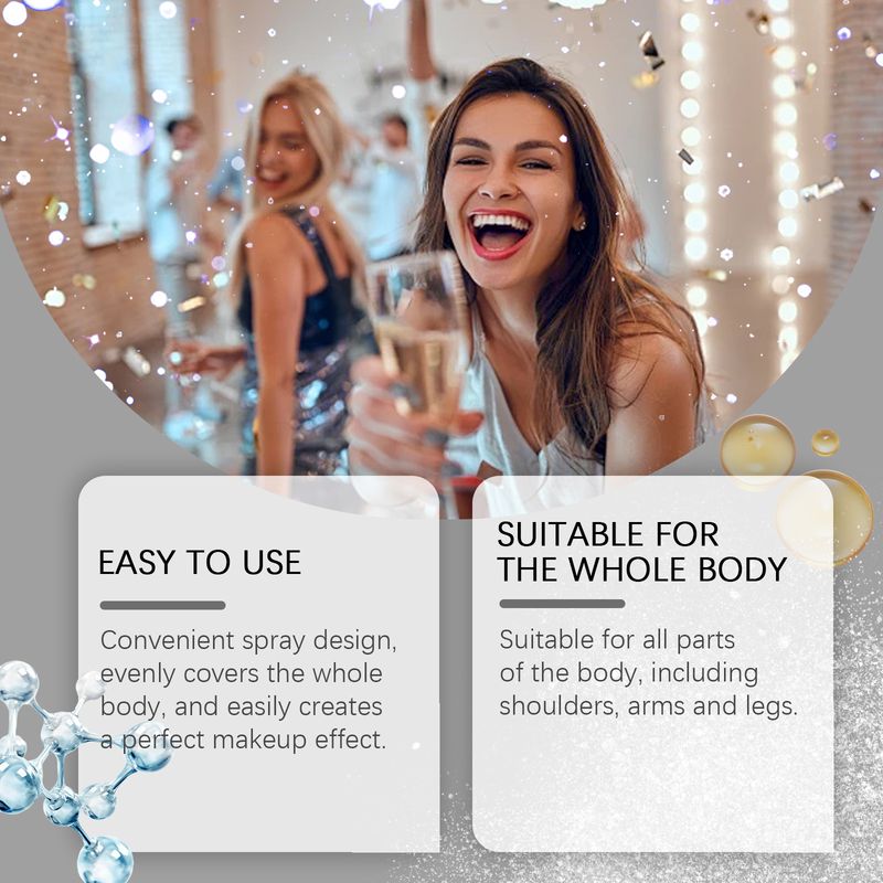 Silver glitter spray, silver glow to create party focus collarbone skin highlight spray_voghion.com