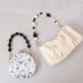 Fashion Black And White Handmade Bead Bag Classic Handheld Versatile Color-Block Phone Short Chain_voghion.com
