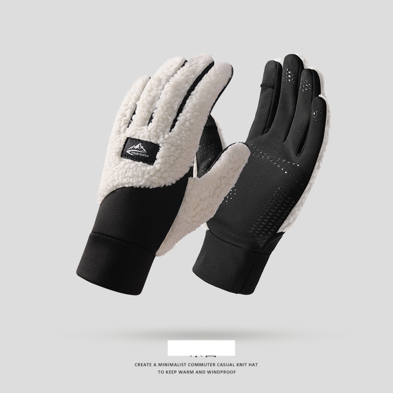 Sports Gloves Skiing Cycling Motorcycle Hiking Winter gloves for men Outdoor cycling with fleece thickened touch screen warm cycling gloves_voghion.com