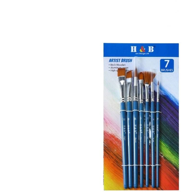 7/12-Piece Acrylic Oil Watercolor Paint Brush Set - Blue Handle Wooden Brushes For Fine Art, Canvas & Detail Painting_voghion.com