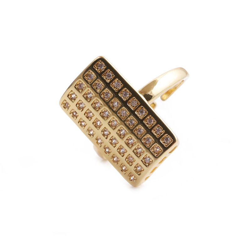 Anello aperto regolabile in stile hip-hop con forma geometrica esagerata, per uomini e donne, in rame puro placcato oro._voghion.com