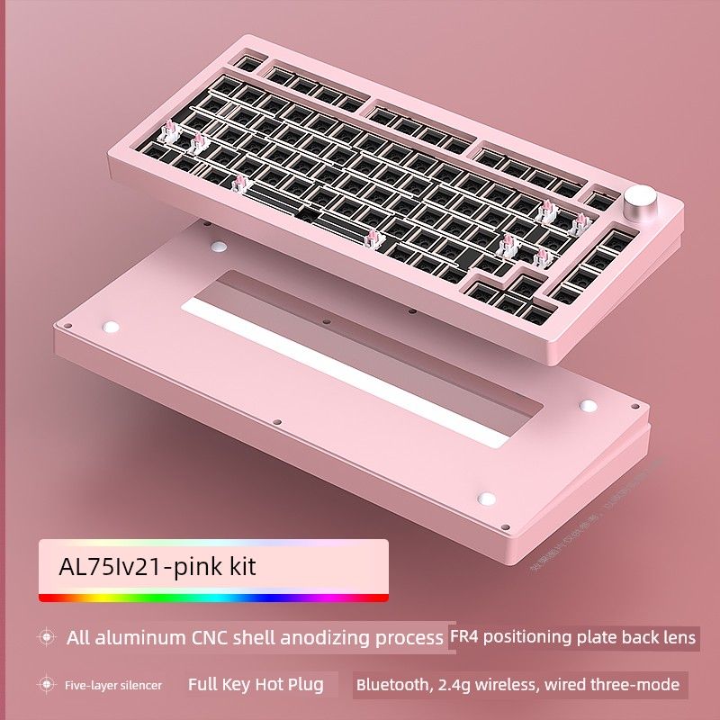 „Heji Snake Al75v2 Nical“ klaviatūros komplektas, metalinis, CNC aliuminio, belaidis, trijų modelių, pritaikytas RGB, su tarpinėmis_voghion.com