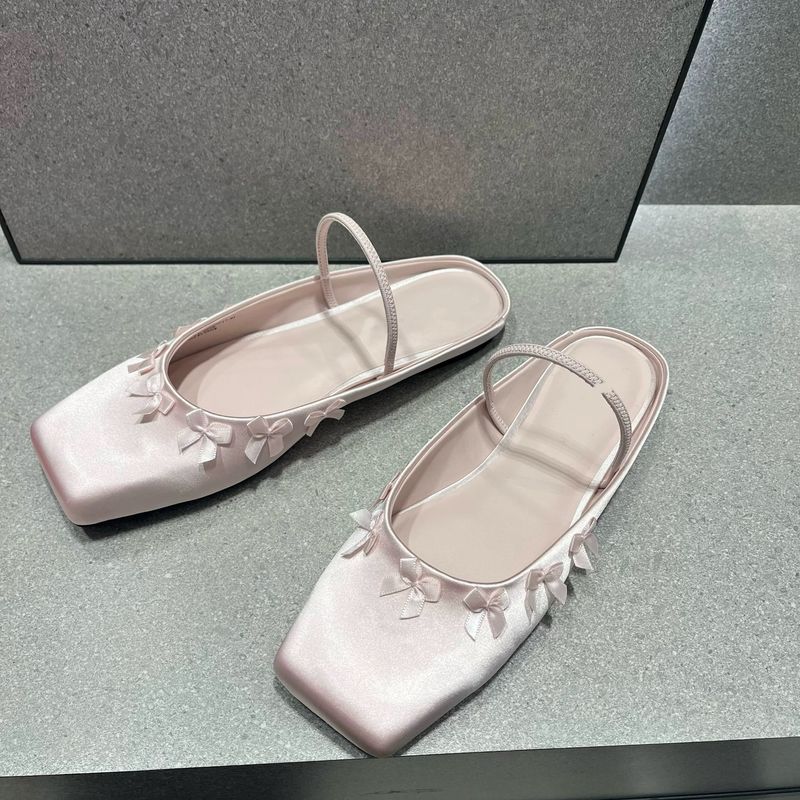Women’s Shoes Spring New Products Exquisite Niche Design Pink Bowknot Shallow Mouth Flat Sandals_voghion.com