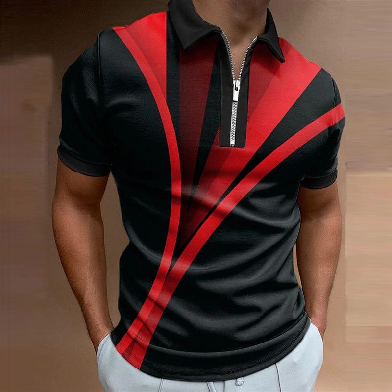 Polo con bottoni 3D Manica corta con stampa completa 3D Abbigliamento da uomo casual da golf per sport di strada_voghion.com