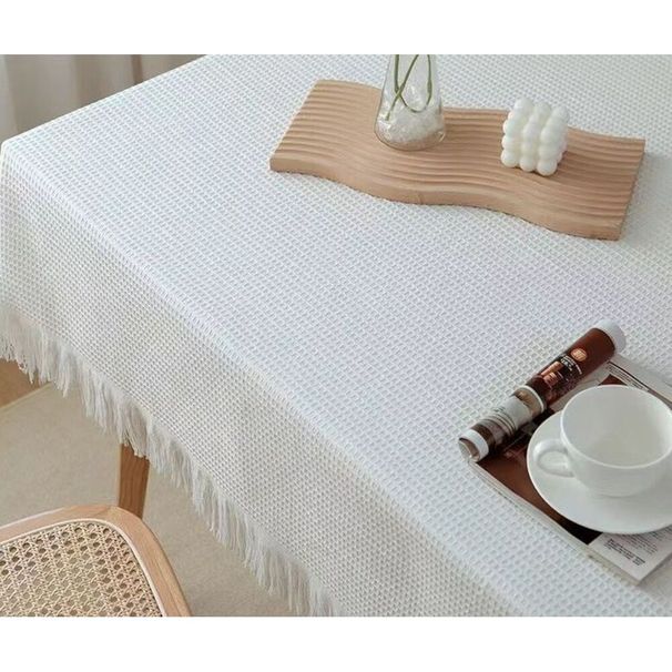 Tovaglia quadrata in misto cotone e lino spesso color tè al latte per tavolo da pranzo_voghion.com