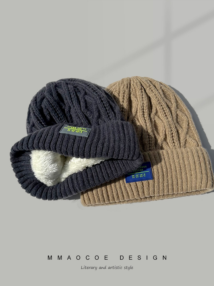 Fashion cashmere knitted hat women's winter thickened warm and cold ear protective hat with men's woolen hat_voghion.com