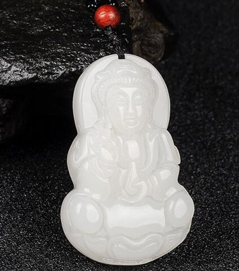 Jade necklace, Guanyin necklace, hanging ornament, zodiac year pendant_voghion.com