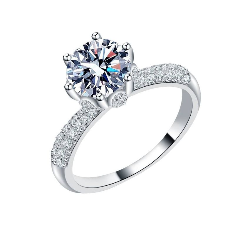 Anillo de plata de ley S925 para mujer, diseño de Reina de las Nieves, con moissanita de 1 quilate, color D, pétalo y seis garras de diamante._voghion.com